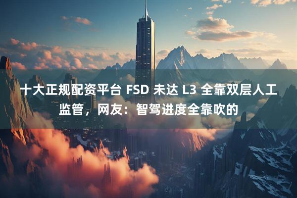 十大正规配资平台 FSD 未达 L3 全靠双层人工监管,网友:智驾进度全靠吹的