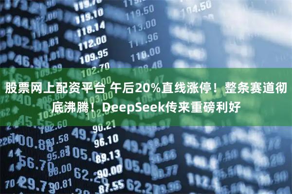 股票网上配资平台 午后20%直线涨停!整条赛道彻底沸腾!DeepSeek传来重磅利好